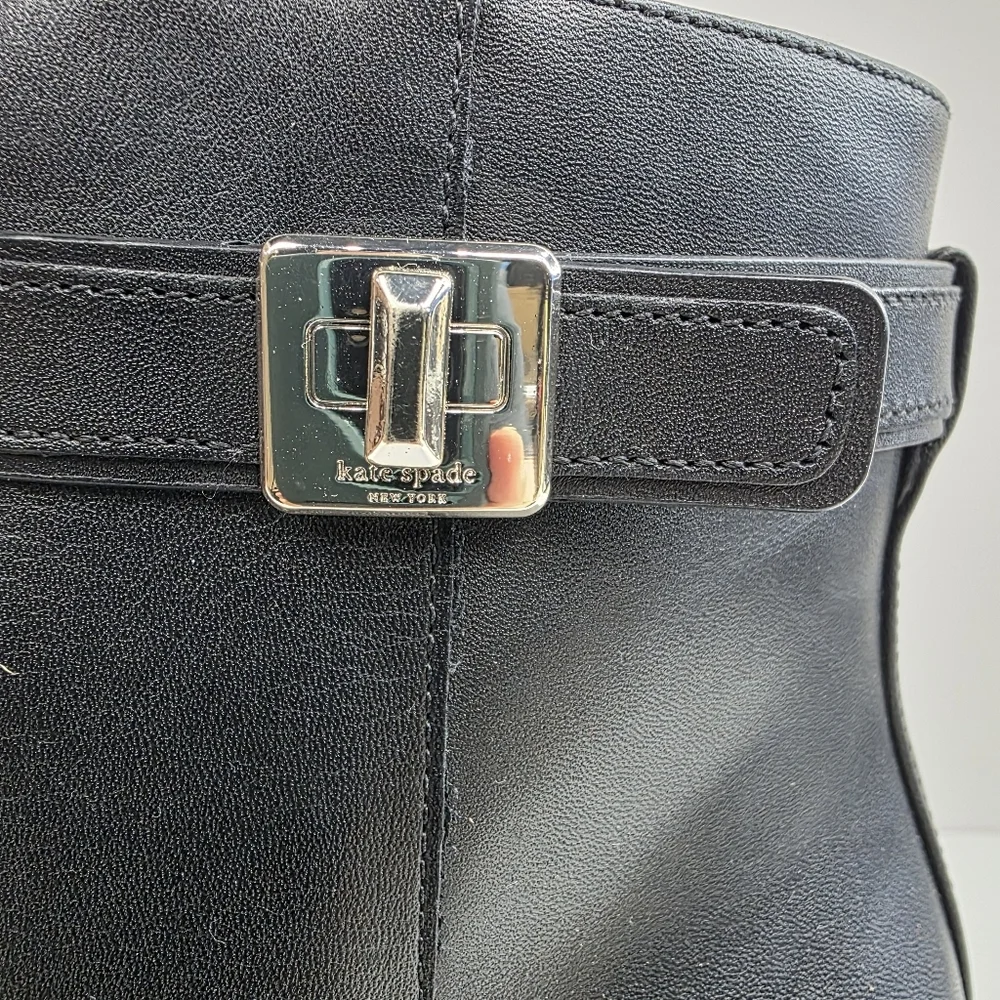 Kate Spade Pheobe Black Leather Ankle Boots, Size 7.5